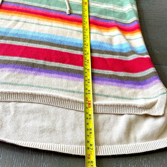 Chaps Rainbow Sweater Striped knit Sweater. with Split  hem lace up V neck - Picture 6 of 10